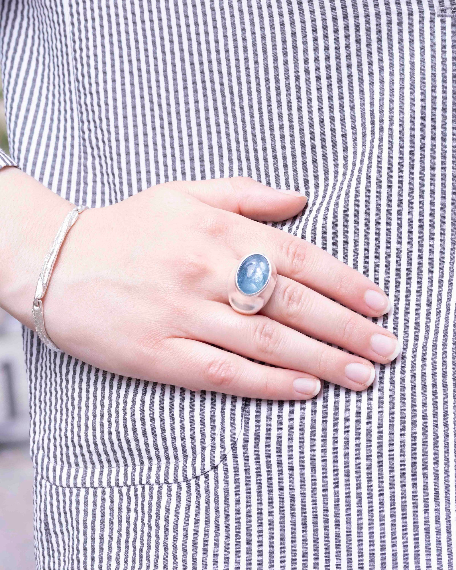 Großer 925 Silberring mit blauem Aquamarin (26,05 ct) - Goldschmiede Krack