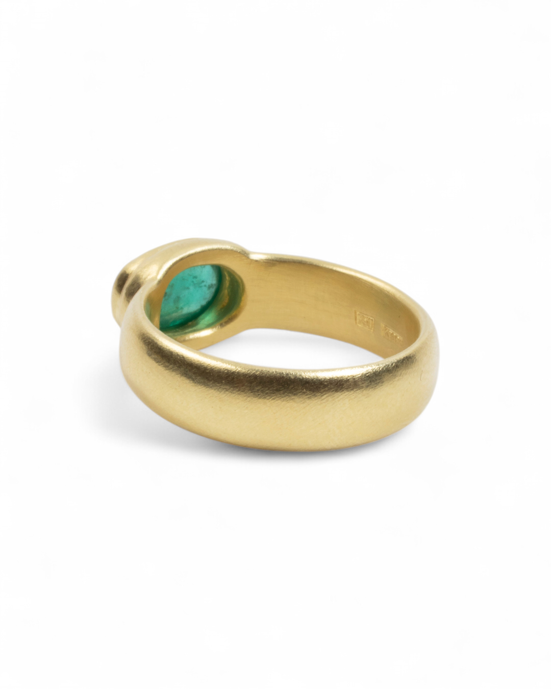 750 Goldring mit grünem Smaragd (1,39 ct) - Goldschmiede Krack