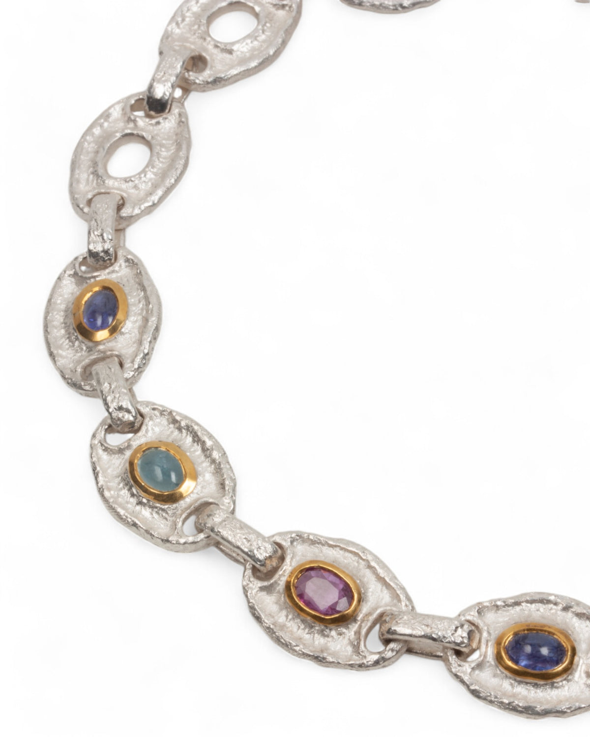 Bicolor Choker aus 925 Silber, 999 Feingold und Edelsteinen - Goldschmiede Krack - Trauringe & Unikatschmuck aus Deidesheim