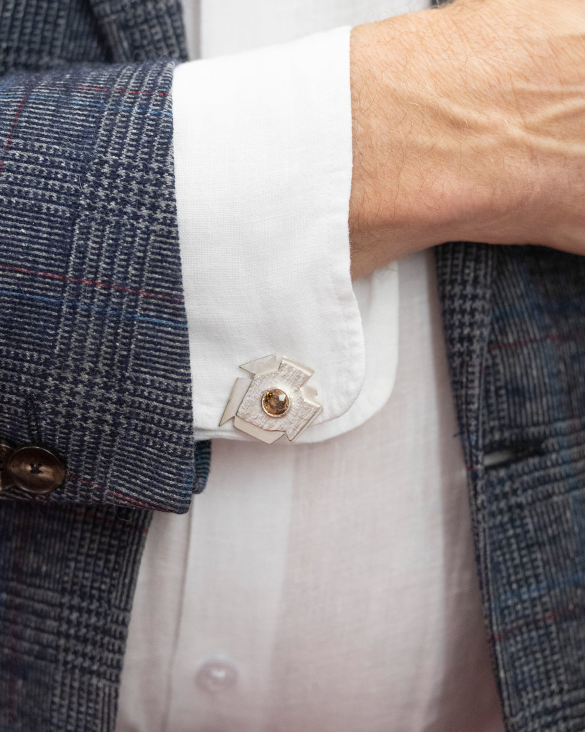 925 Silber Manschettenknöpfe mit Zirkon (6,20 ct)