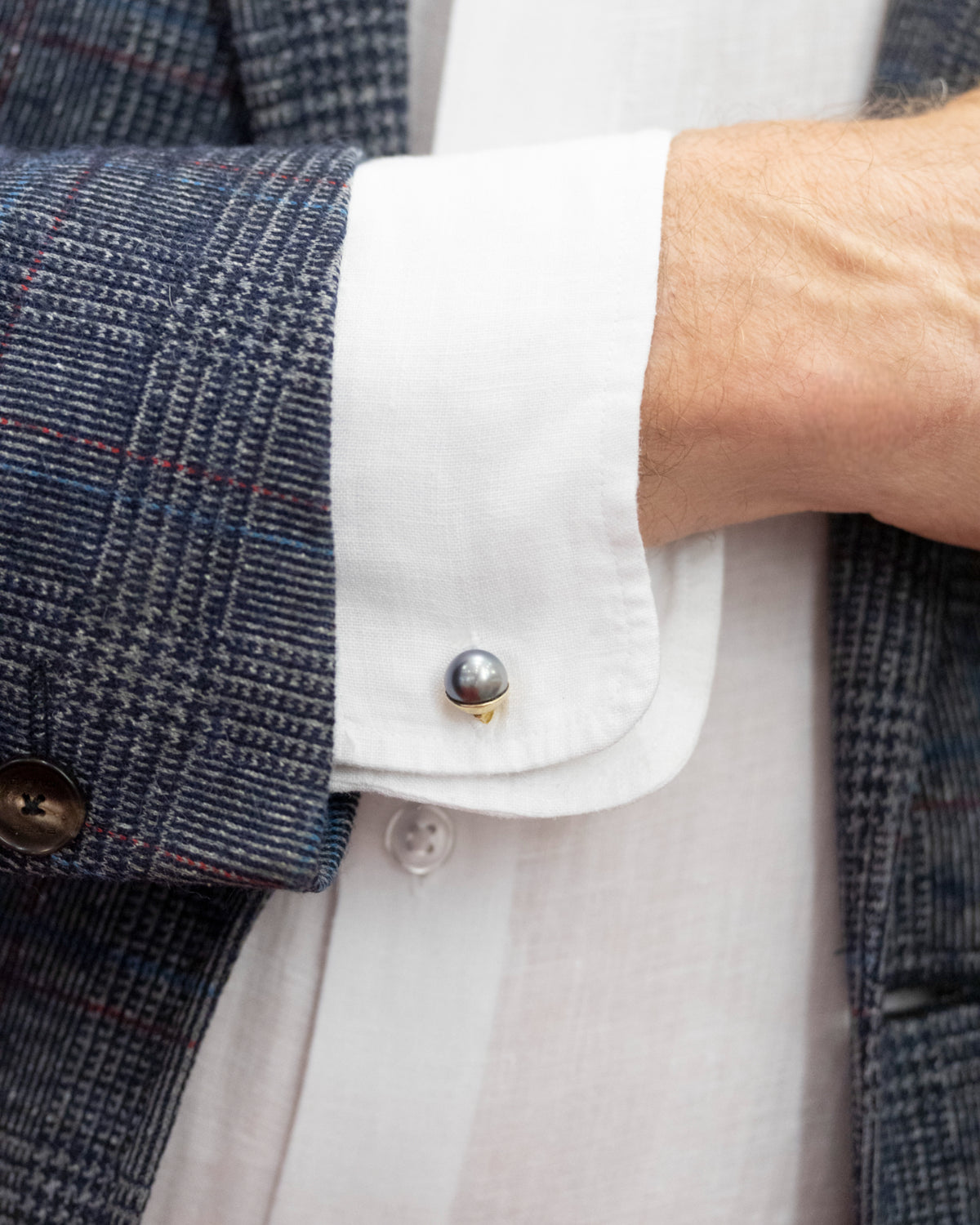 750 Gold Manschettenknöpfe mit Tahiti-Zuchtperlen - Unikat