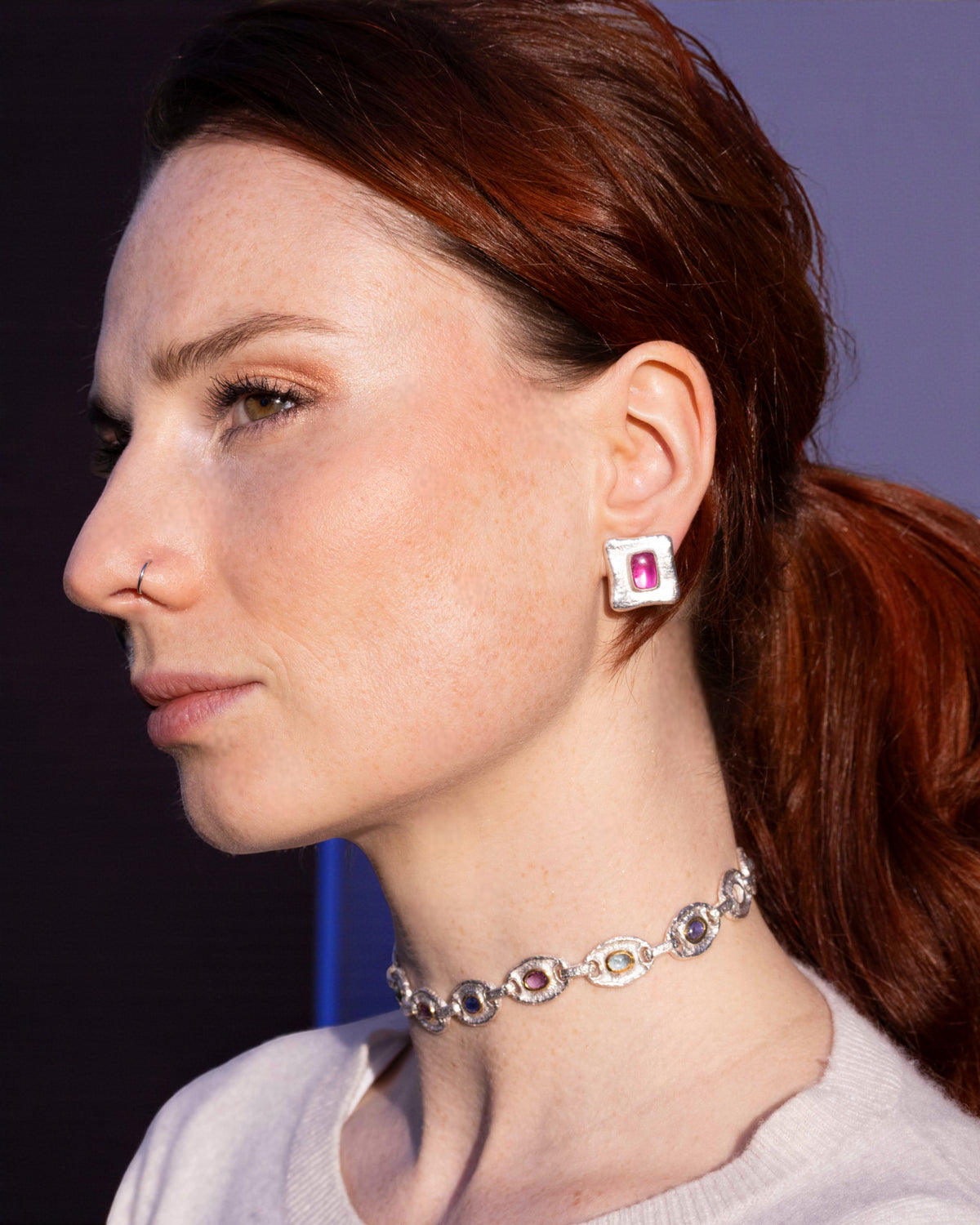 925 Silber Ohrschmuck mit roten Turmalinen (4,81 ct) - Unikat