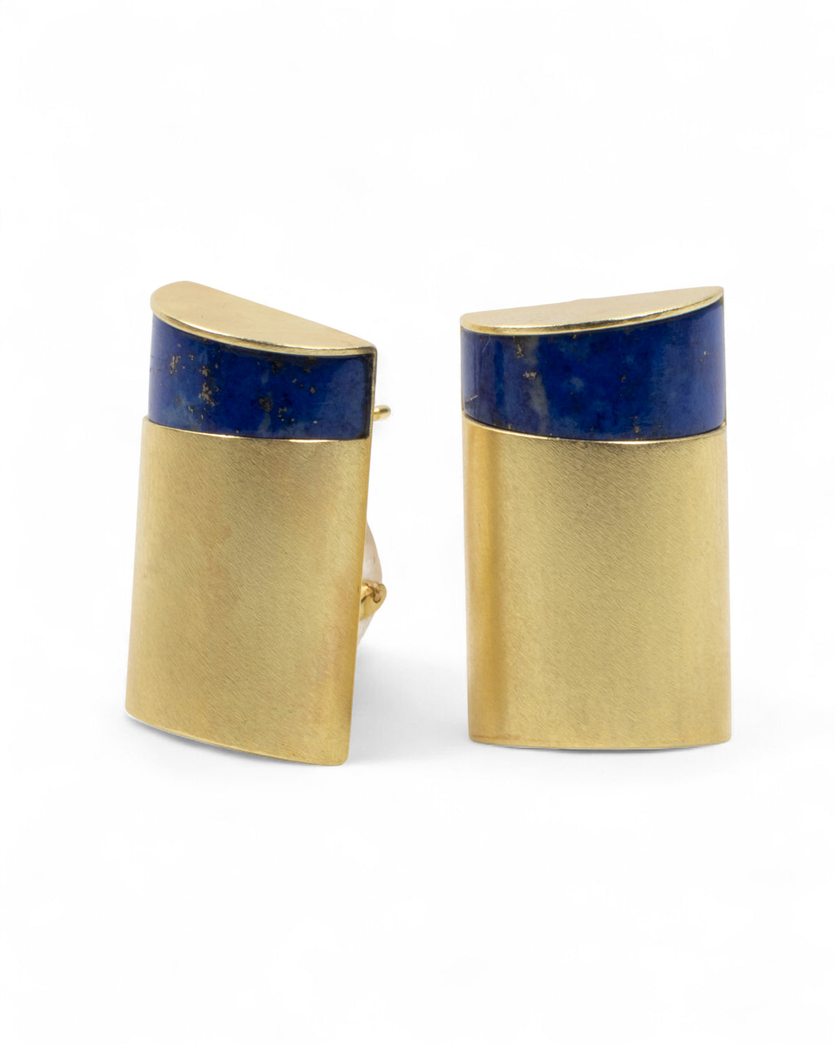 Große Lapislazuli-Ohrclips (16.08 ct) aus 750 Gold