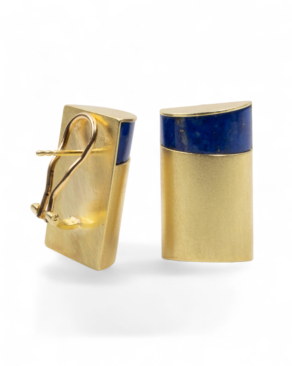 Große Lapislazuli-Ohrclips (16.08 ct) aus 750 Gold