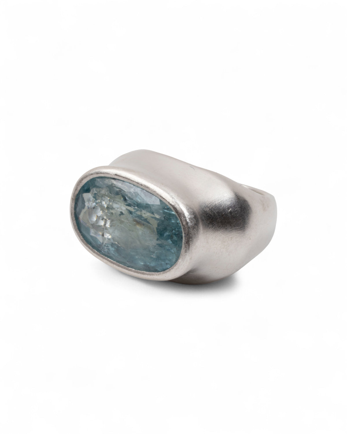 Großen 925 Silberring mit blauem Aquamarin (16,5 ct)