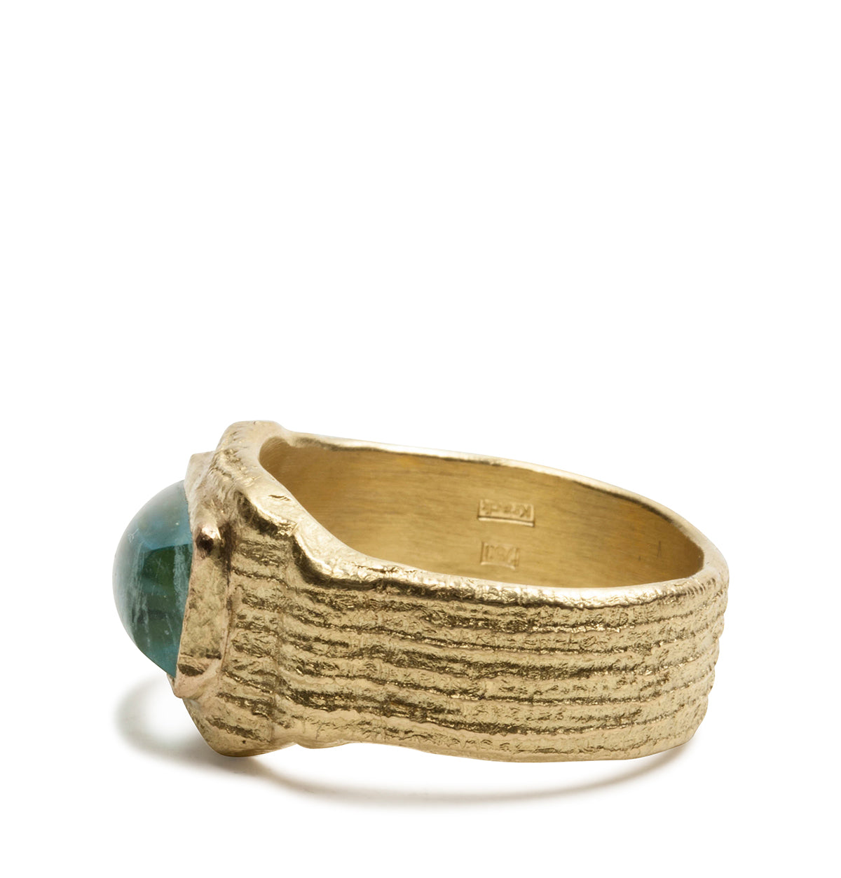 Großer 750 Goldring mit blauem antik-ovalen Aquamarin
