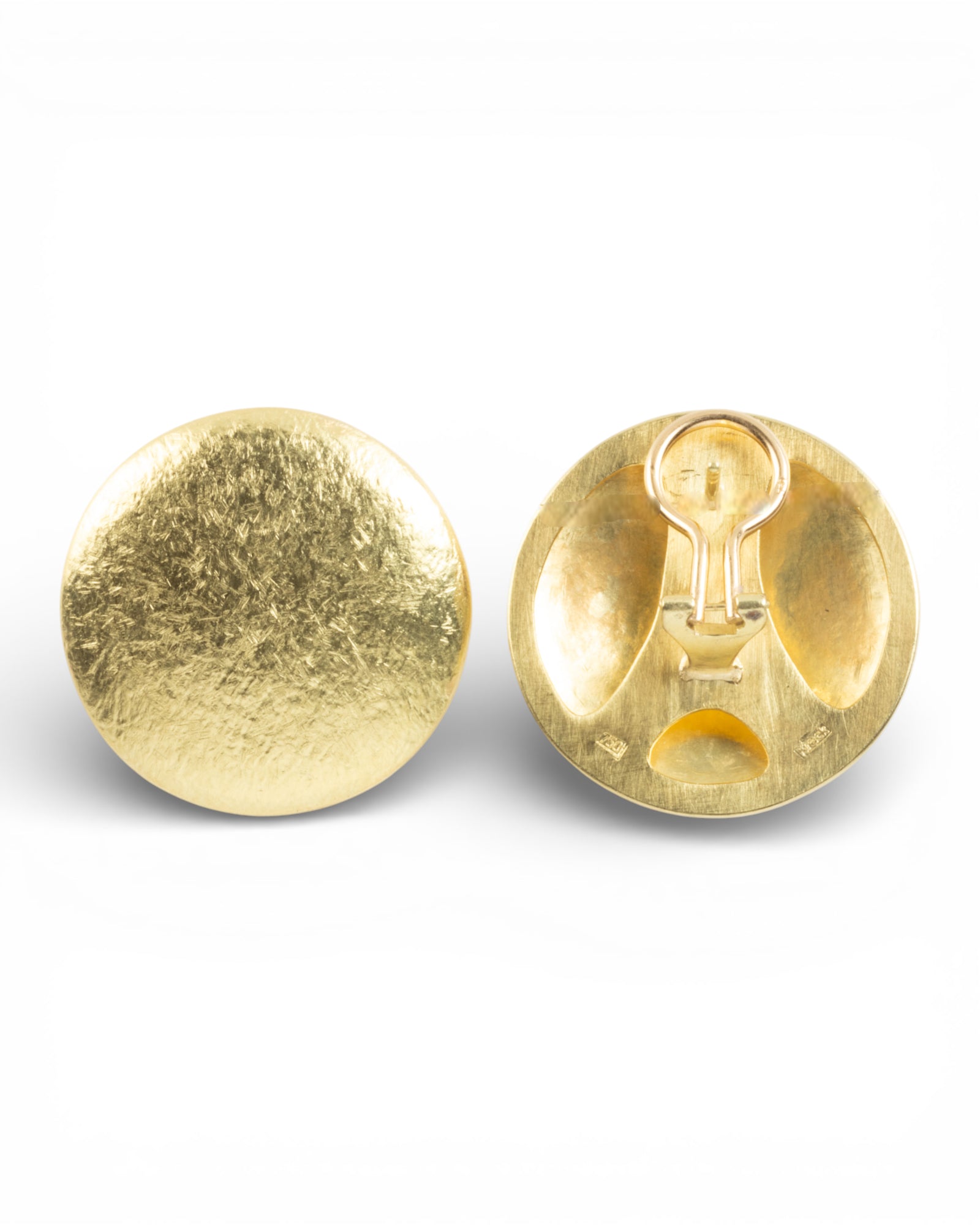 Große strukturierte 750 Gold Ohrclips (28 mm) - Goldschmiede Krack - Trauringe & Unikatschmuck aus Deidesheim