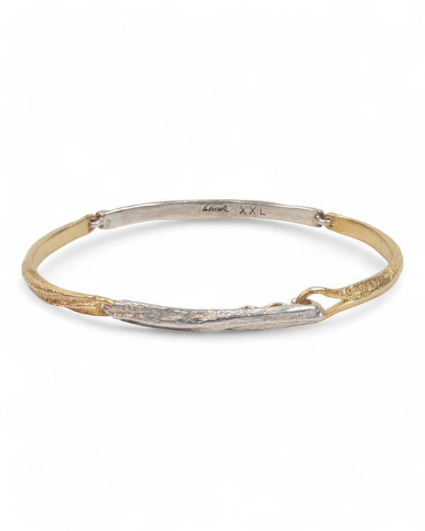 Großes bicolor Armband mit Struktur aus 925 Silber und 750 Gold