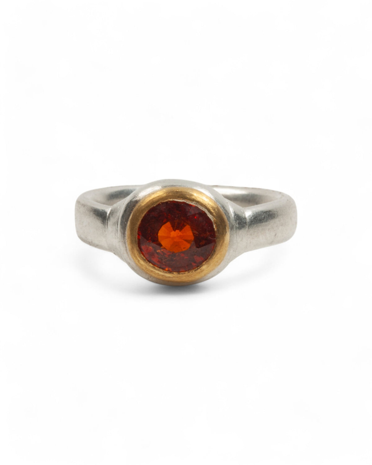 Bicolor 925 Silberring mit Mandarin-Granat