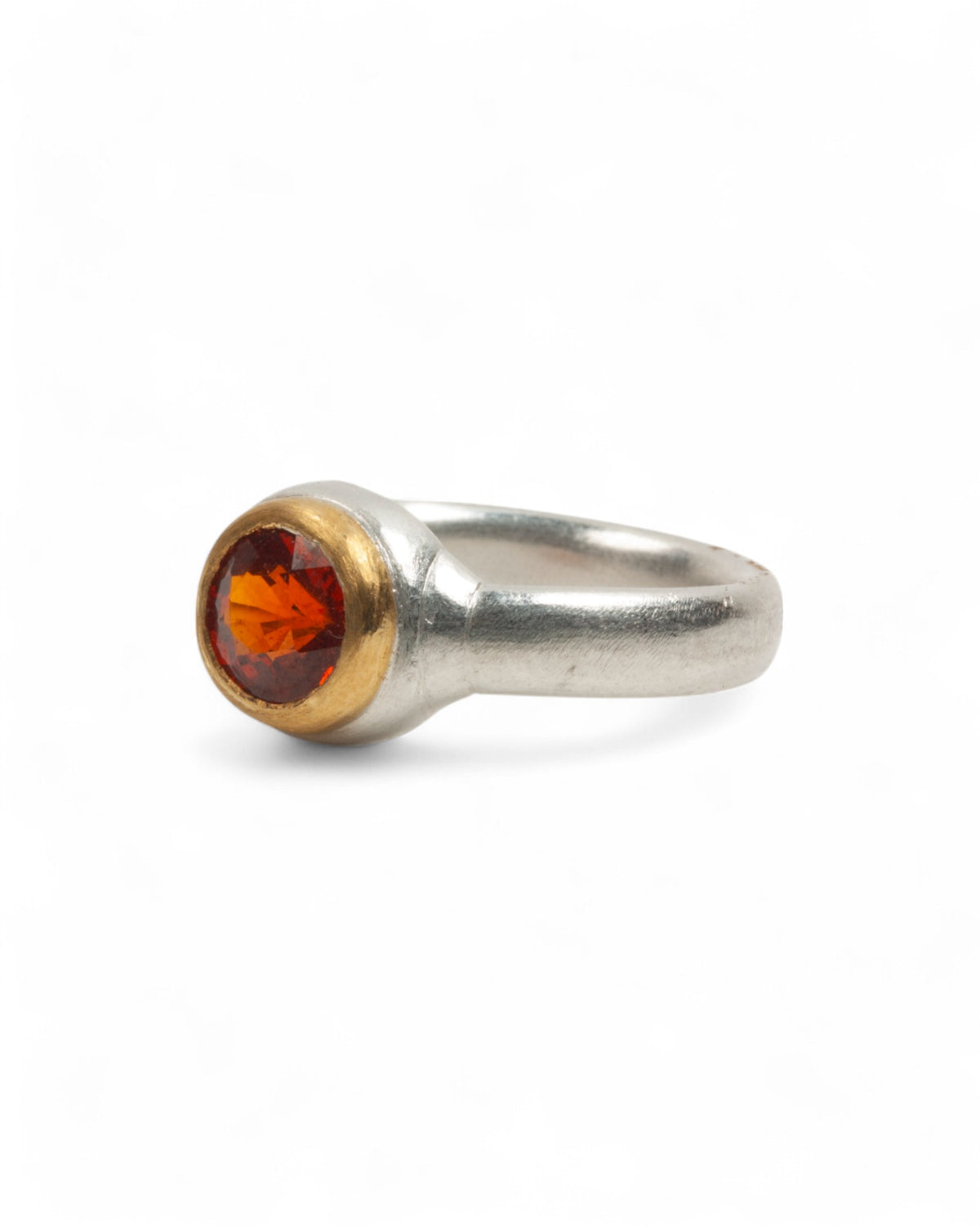 Bicolor 925 Silberring mit Mandarin-Granat