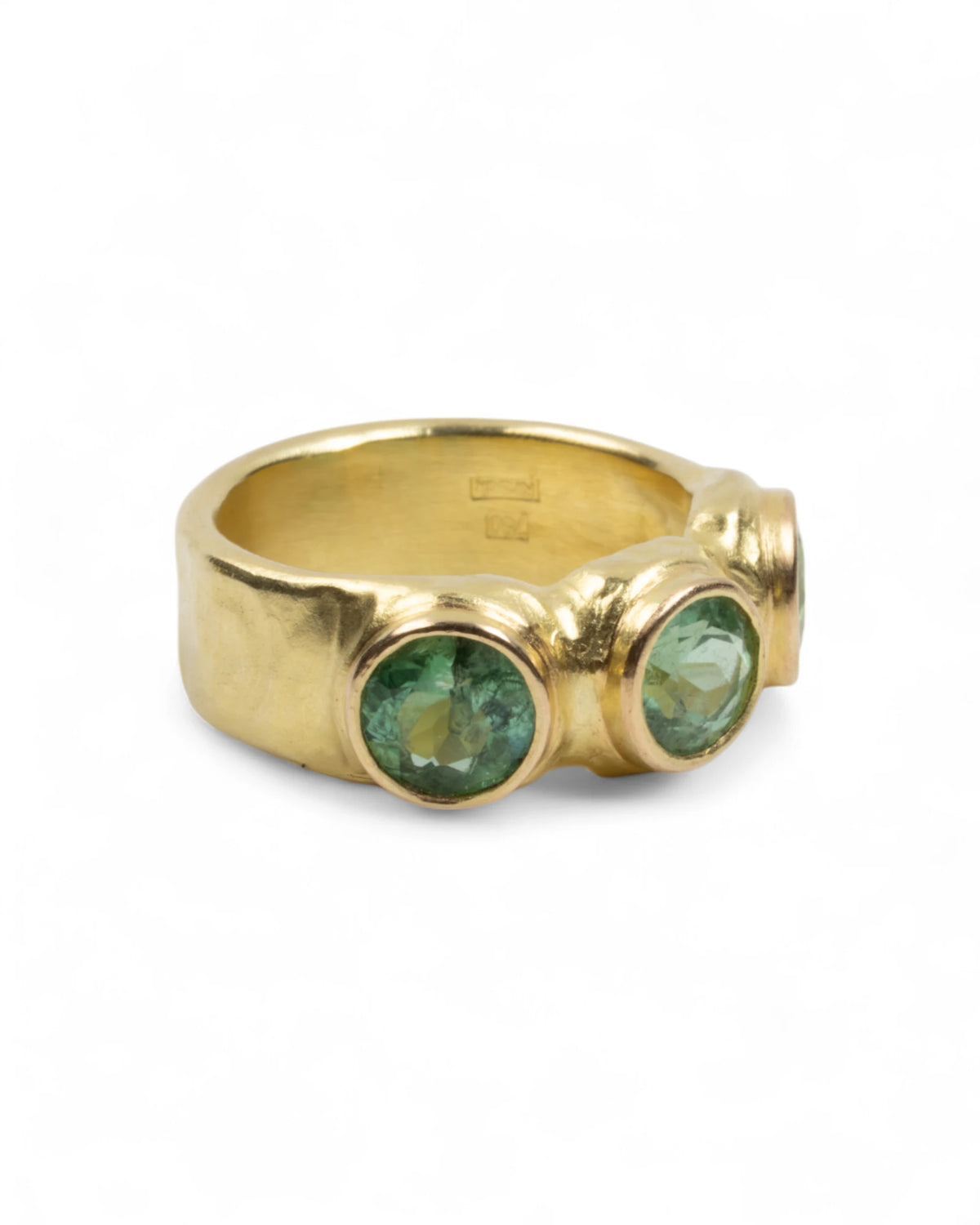 750 Goldring mit drei grünen Turmalinen (3,09 ct)