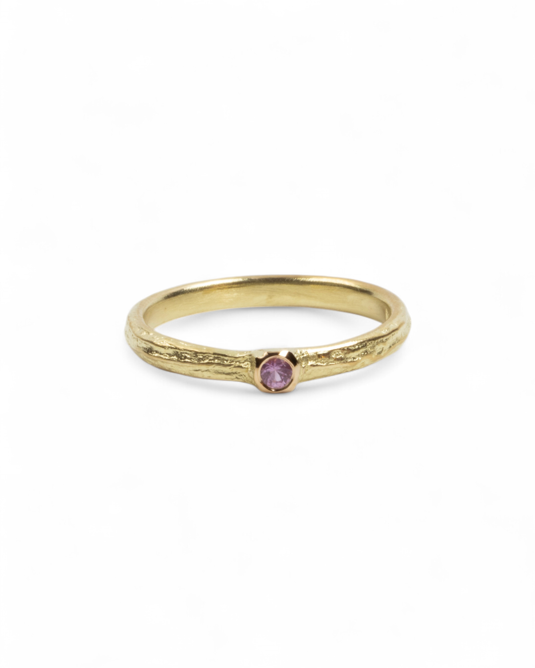 750 Gelbgold Ring mit pinkem Saphir (0,08 ct) - Goldschmiede Krack