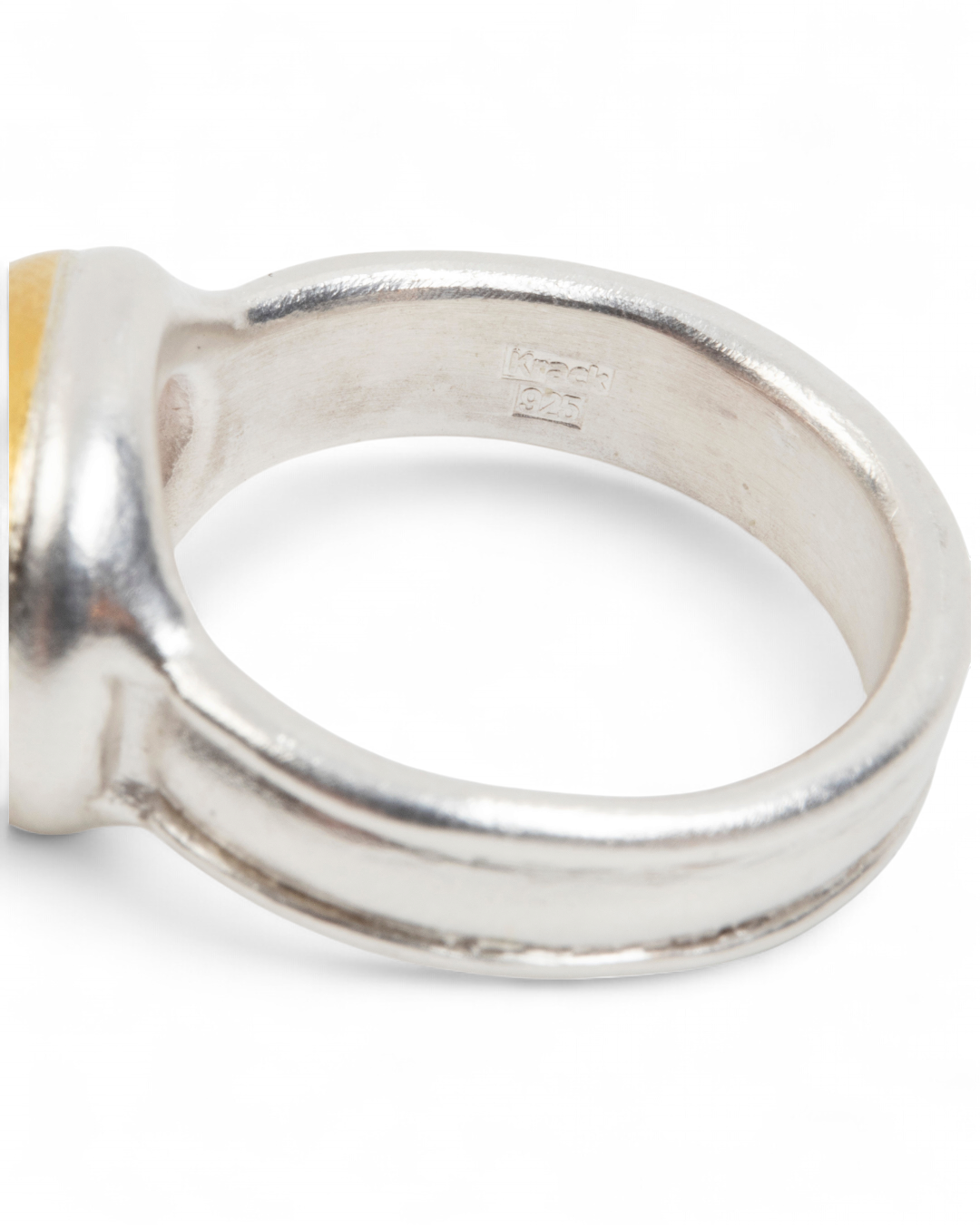 925 Silberring mit rotem Hessonit-Granat (6,98 ct) und 999 Feingold-Fassung - Goldschmiede Krack