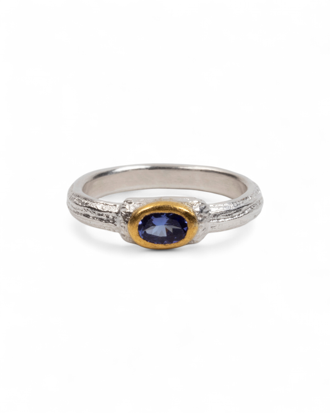 Bicolor 925 Silberring mit violettem Tansanit (0,40 ct) - Goldschmiede Krack