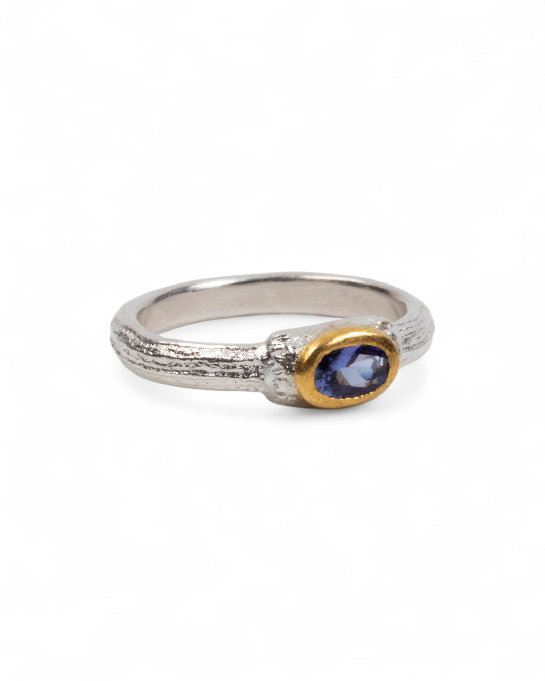 Bicolor 925 Silberring mit violettem Tansanit (0,40 ct) - Goldschmiede Krack