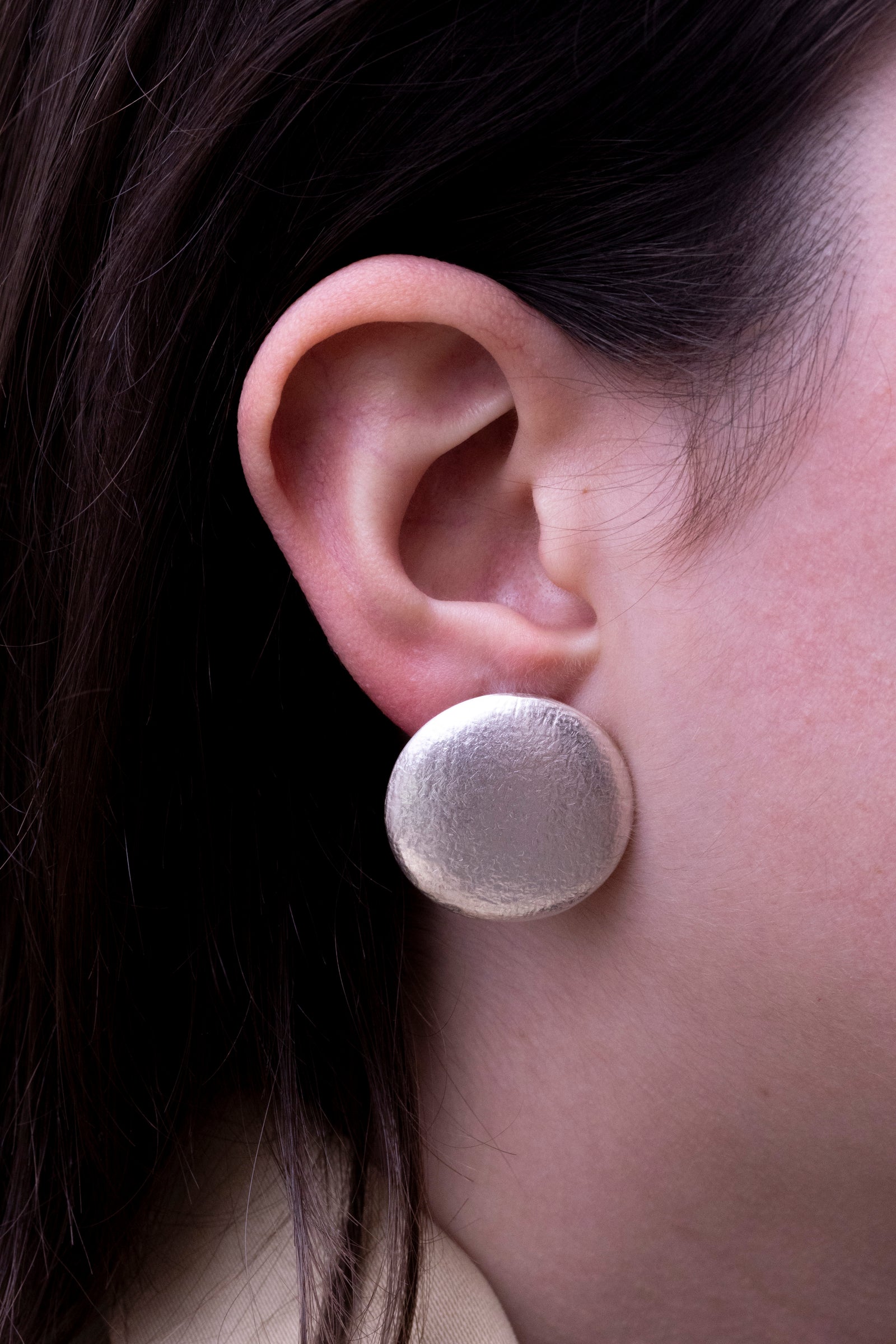 Große strukturierte 925 Silber Ohrclips (28 mm) - Goldschmiede Krack