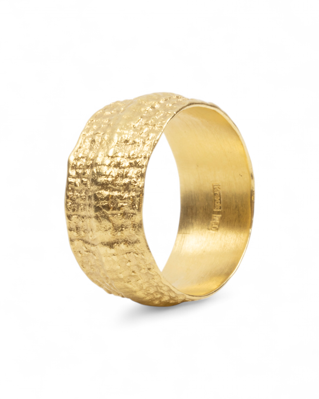 Breiter 750 Goldring mit Nugget-Struktur (10 mm) - Goldschmiede Krack