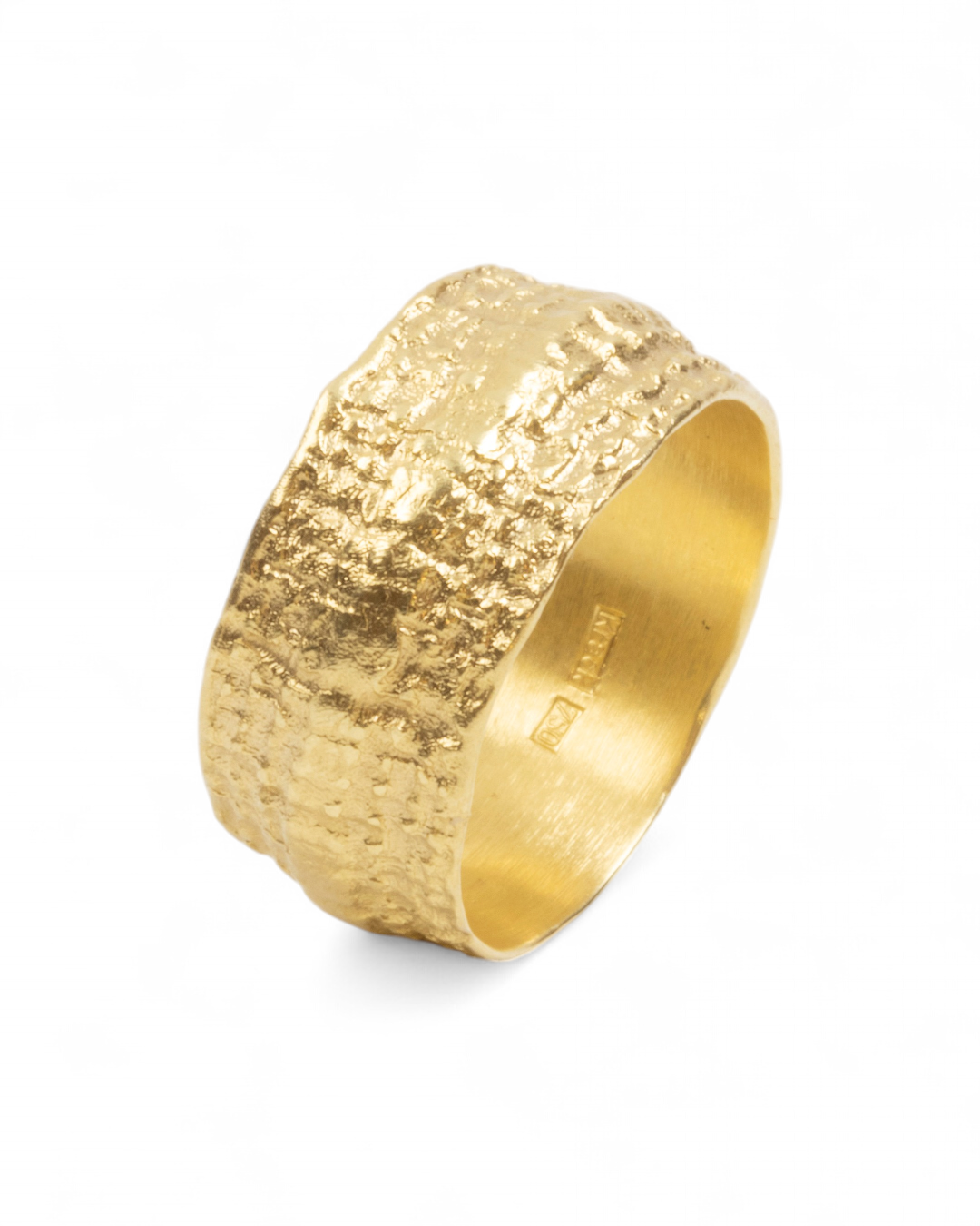 Breiter 750 Goldring mit Nugget-Struktur (10 mm) - Goldschmiede Krack