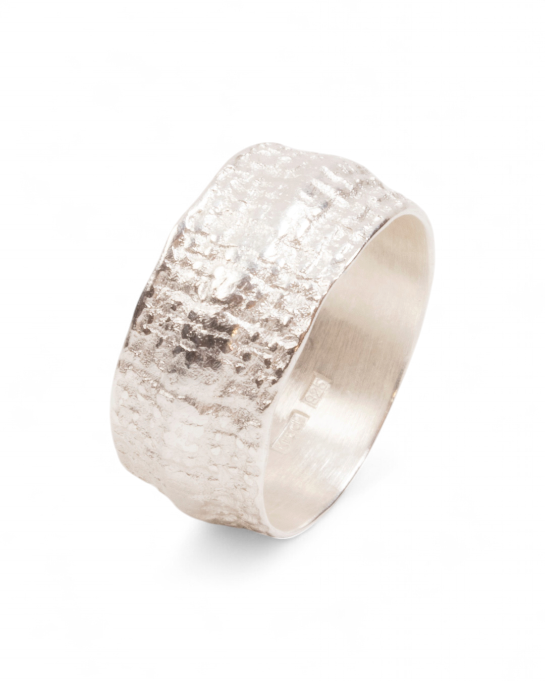 Breiter 925 Silberring mit Nugget-Struktur - Goldschmiede Krack