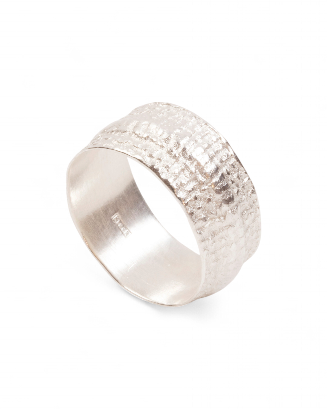 Breiter 925 Silberring mit Nugget-Struktur - Goldschmiede Krack