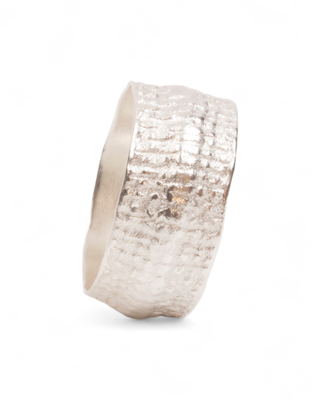 Breiter 925 Silberring mit Nugget-Struktur - Goldschmiede Krack