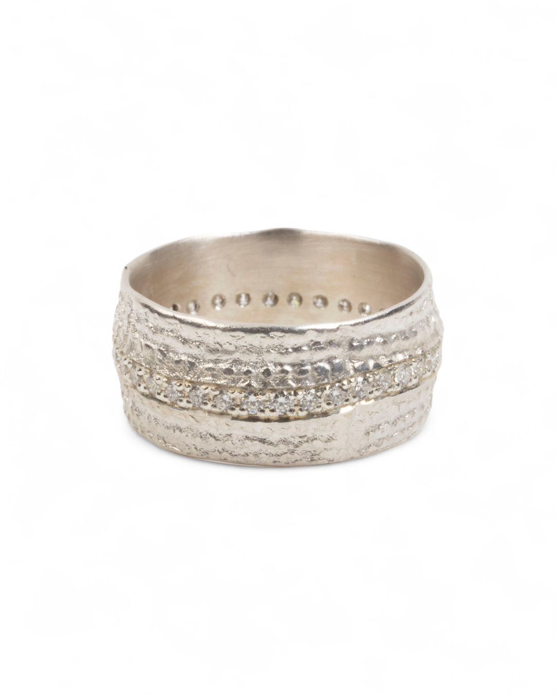 Breiter 925 Silber-Memoirering mit Lab-Grown Brillanten (0,60 ct) - Goldschmiede Krack