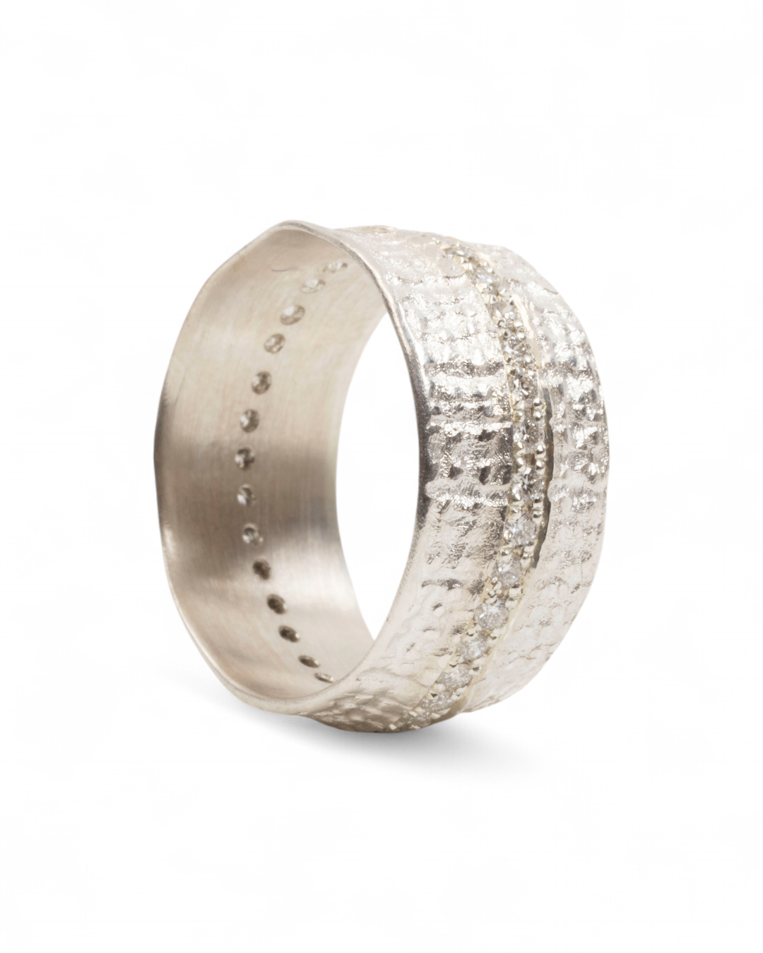 Breiter 925 Silber-Memoirering mit Lab-Grown Brillanten (0,60 ct) - Goldschmiede Krack