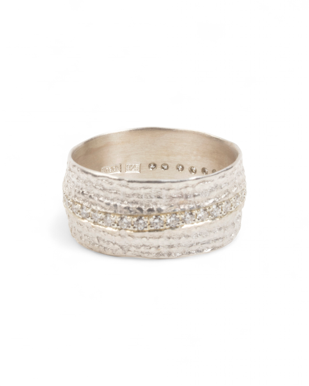 Breiter 925 Silber-Memoirering mit Lab-Grown Brillanten (0,60 ct) - Goldschmiede Krack