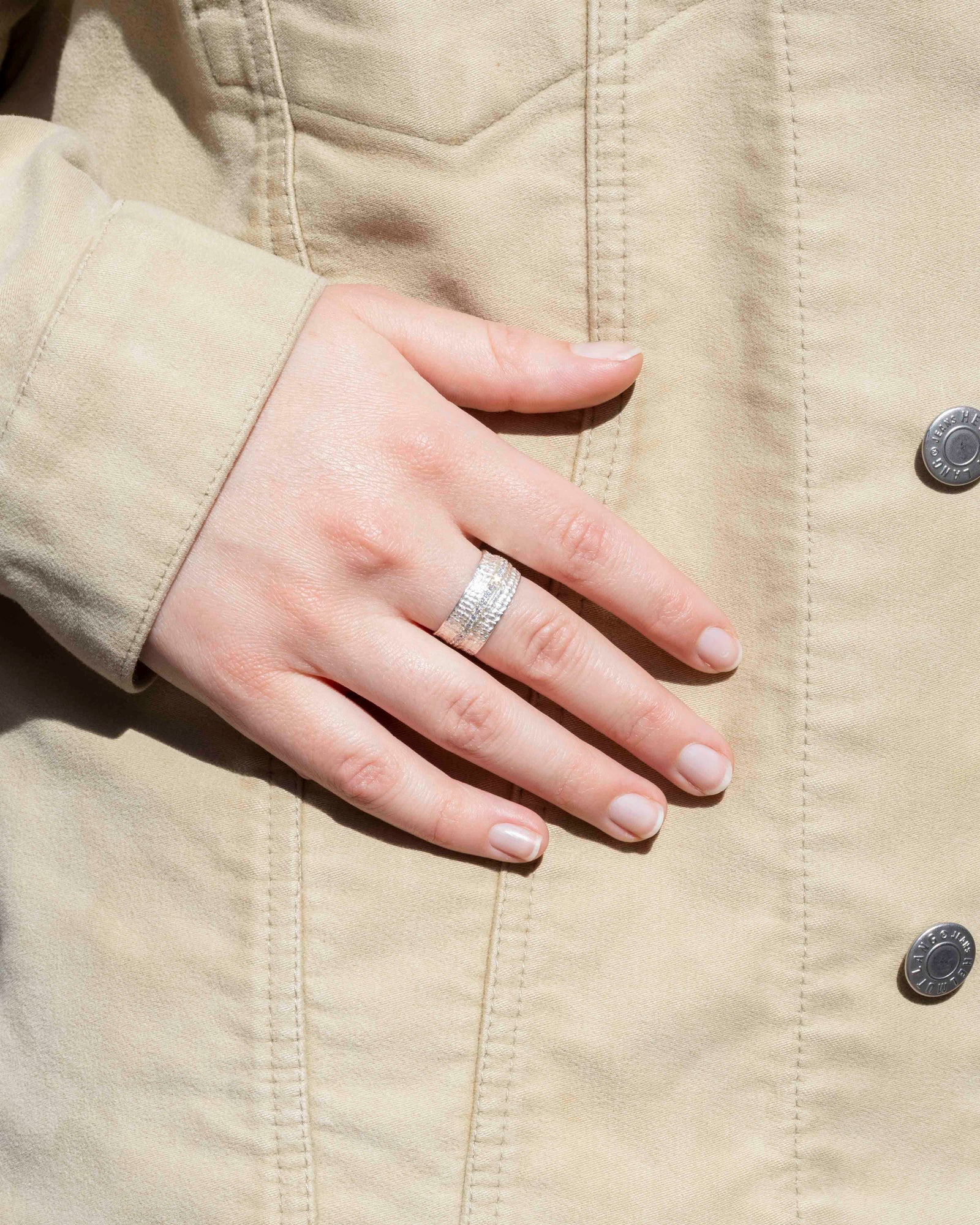 Breiter 925 Silber-Memoirering mit Lab-Grown Brillanten (0,60 ct) - Goldschmiede Krack