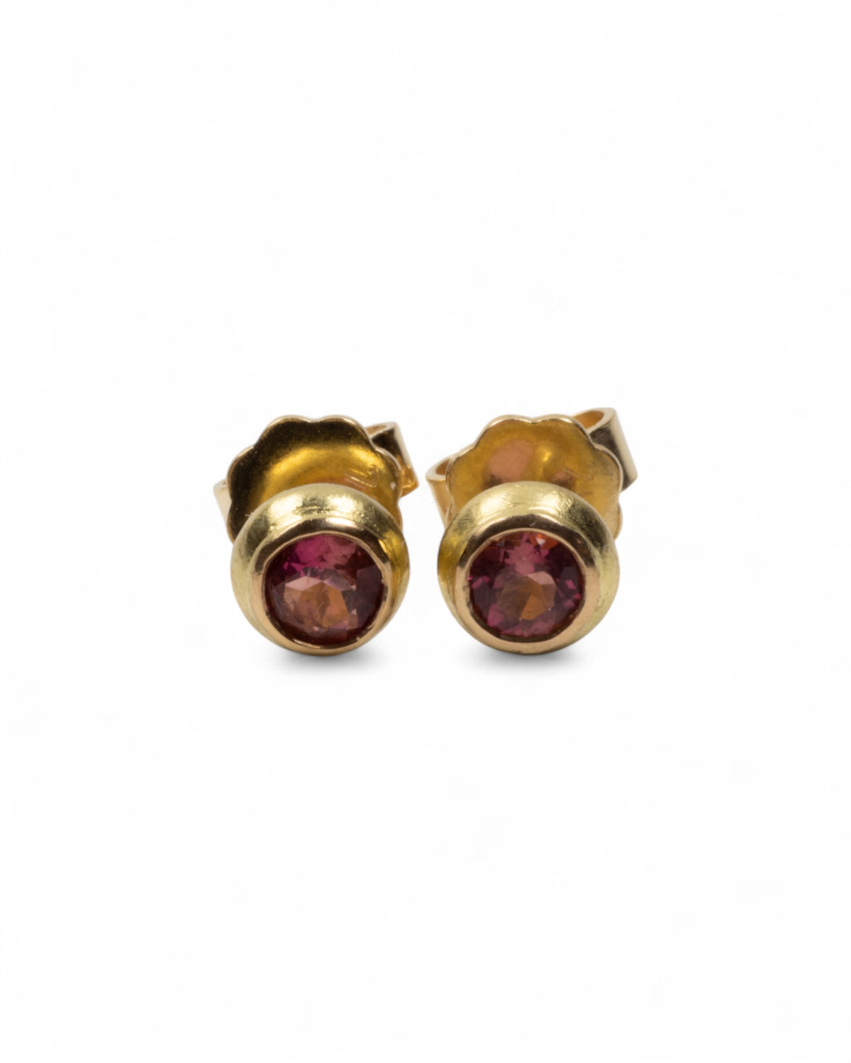 Klassische 750 Goldohrstecker mit rosa Turmalin (0.34 ct)
