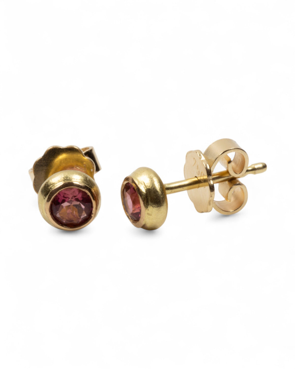 Klassische 750 Goldohrstecker mit rosa Turmalin (0.34 ct)