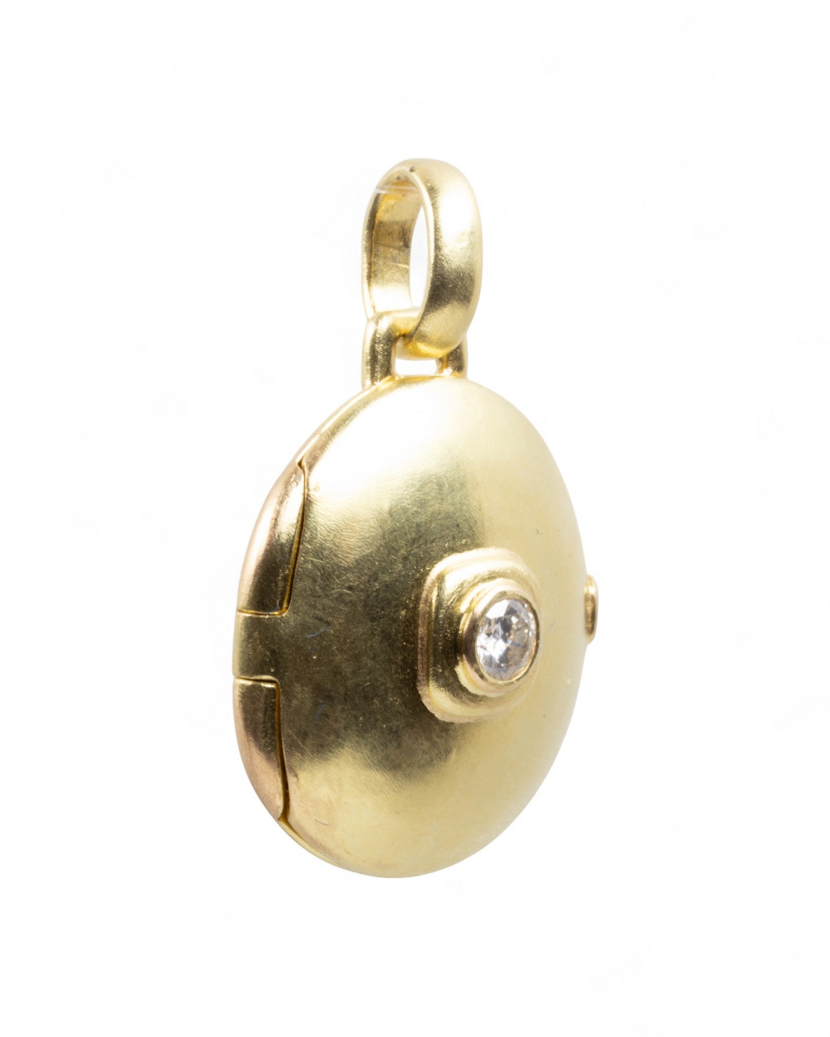 Klassisches 750 Goldmedaillon mit Brillant (0.30 ct) - Goldschmiede Krack - Trauringe & Unikatschmuck aus Deidesheim