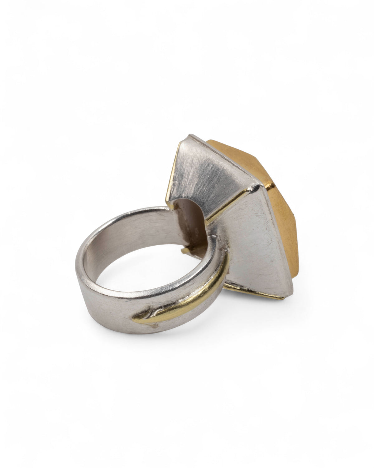 Markanter 925 Silberring mit 999 Feingold und 21,90 ct Rauchquarz – Unikat