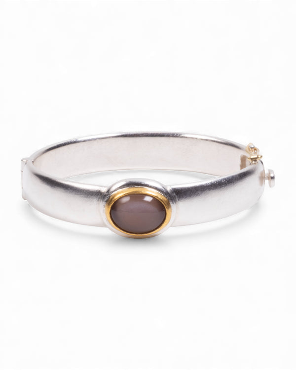 Mondstein-Armreif aus 925 Silber mit 999 Gold und 750 Golddetails