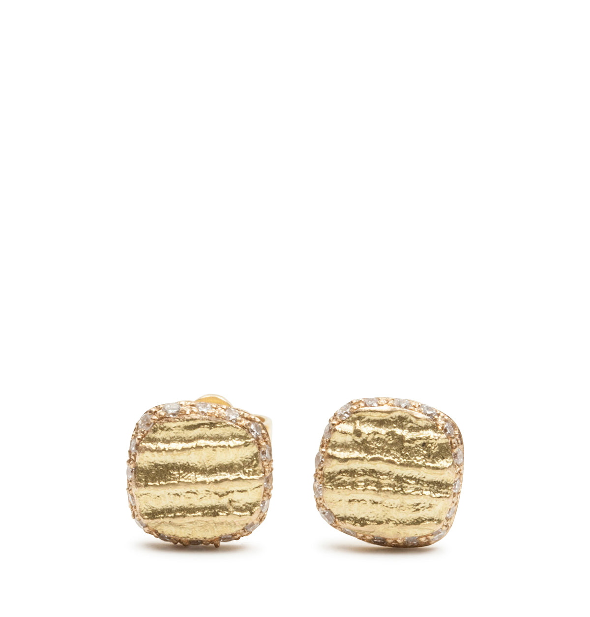 Brillant Ohrstecker mit Bark Struktur - 7,5 mm - Goldschmiede Krack - Trauringe & Unikatschmuck aus Deidesheim