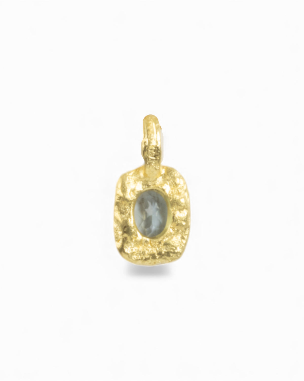 Organisch-eckiger 750 Goldanhänger mit blauem Aquamarin (0.71 ct) - Goldschmiede Krack - Trauringe & Unikatschmuck aus Deidesheim