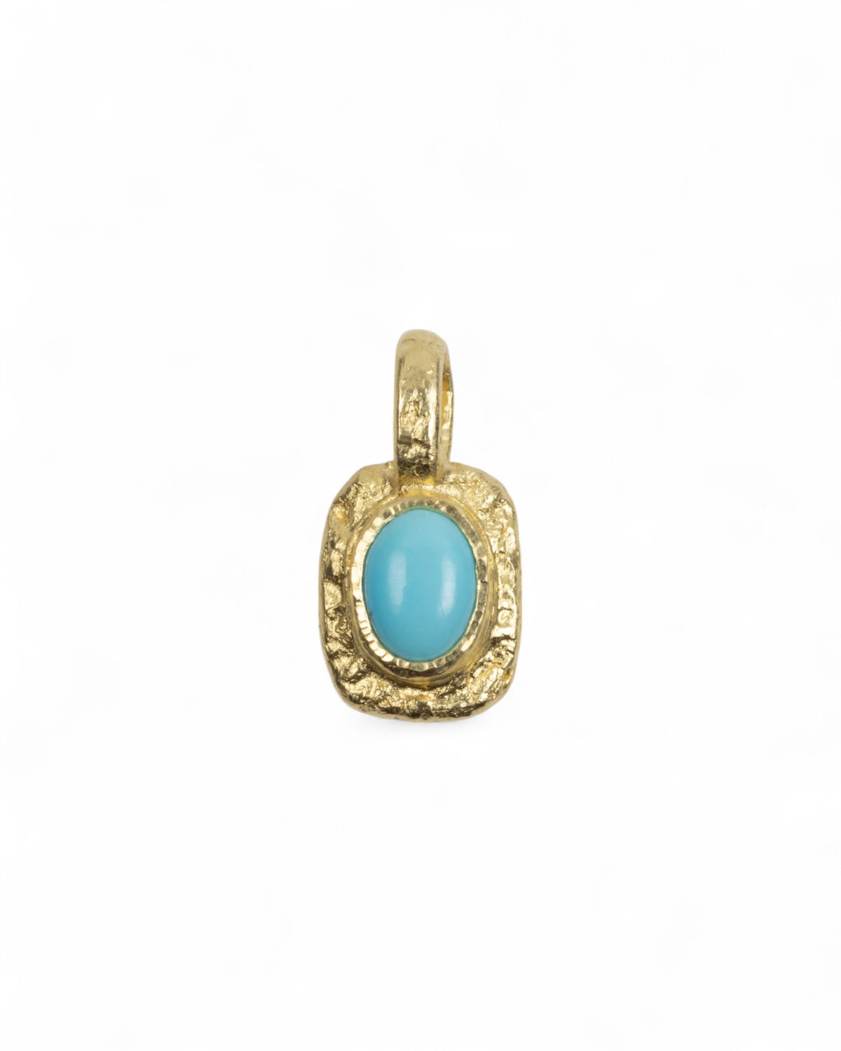 Organisch-eckiger 750 Goldanhänger mit Türkis (0,67 ct) mit 750 Goldkette - Goldschmiede Krack - Trauringe & Unikatschmuck aus Deidesheim
