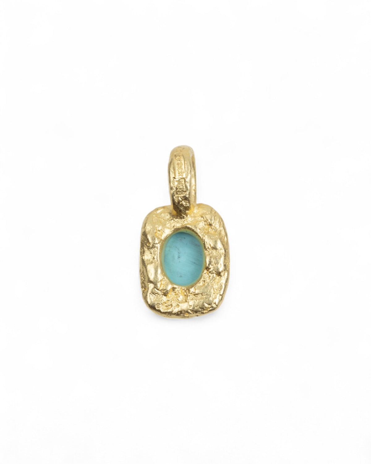 Organisch-eckiger 750 Goldanhänger mit Türkis (0,67 ct) mit 750 Goldkette - Goldschmiede Krack - Trauringe & Unikatschmuck aus Deidesheim