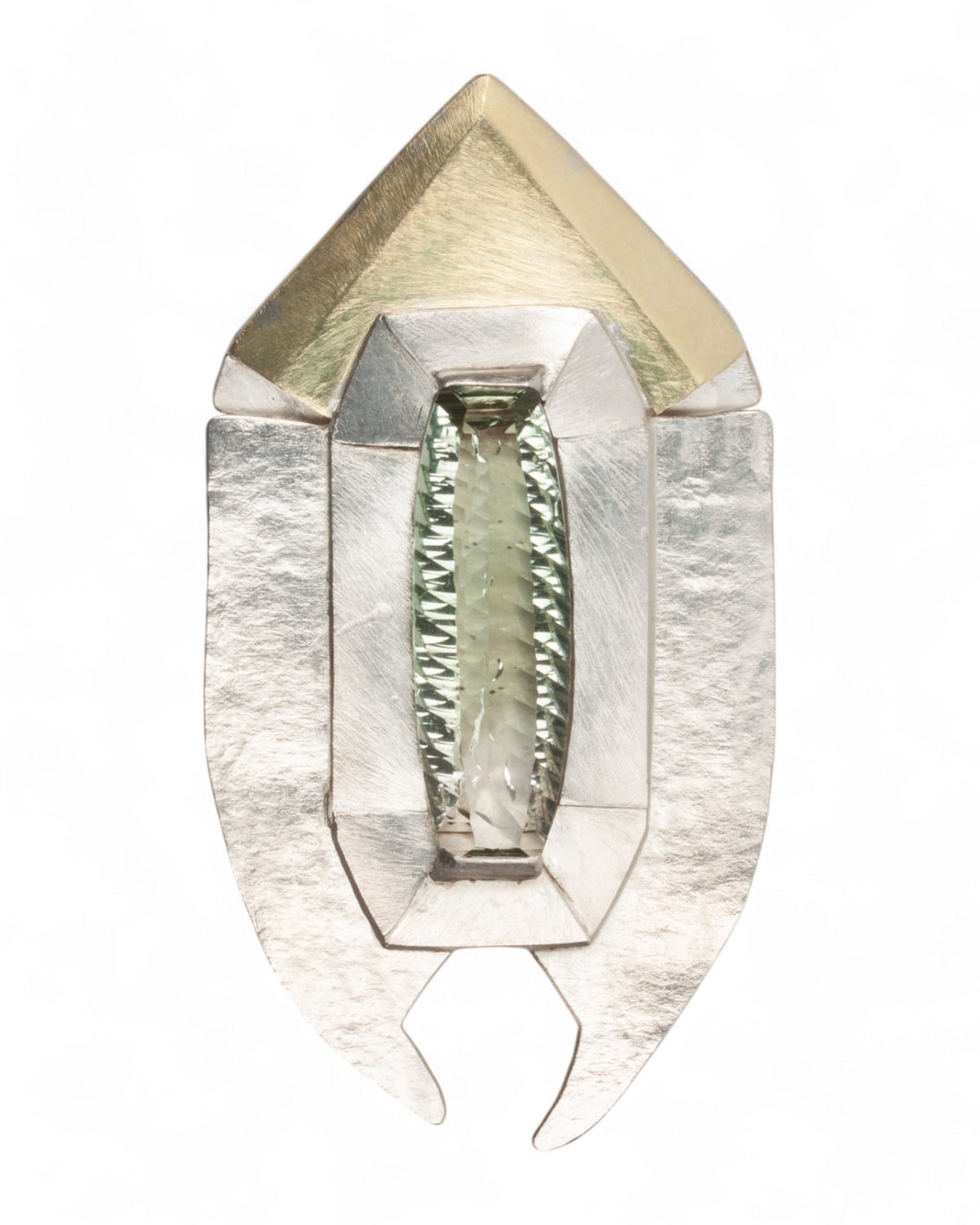 Großer 925 Silberanhänger mit Prasiolith und 750 Gold