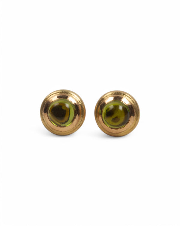Runder 750 Goldohrstecker mit grünem Turmalin - Goldschmiede Krack - Trauringe & Unikatschmuck aus Deidesheim