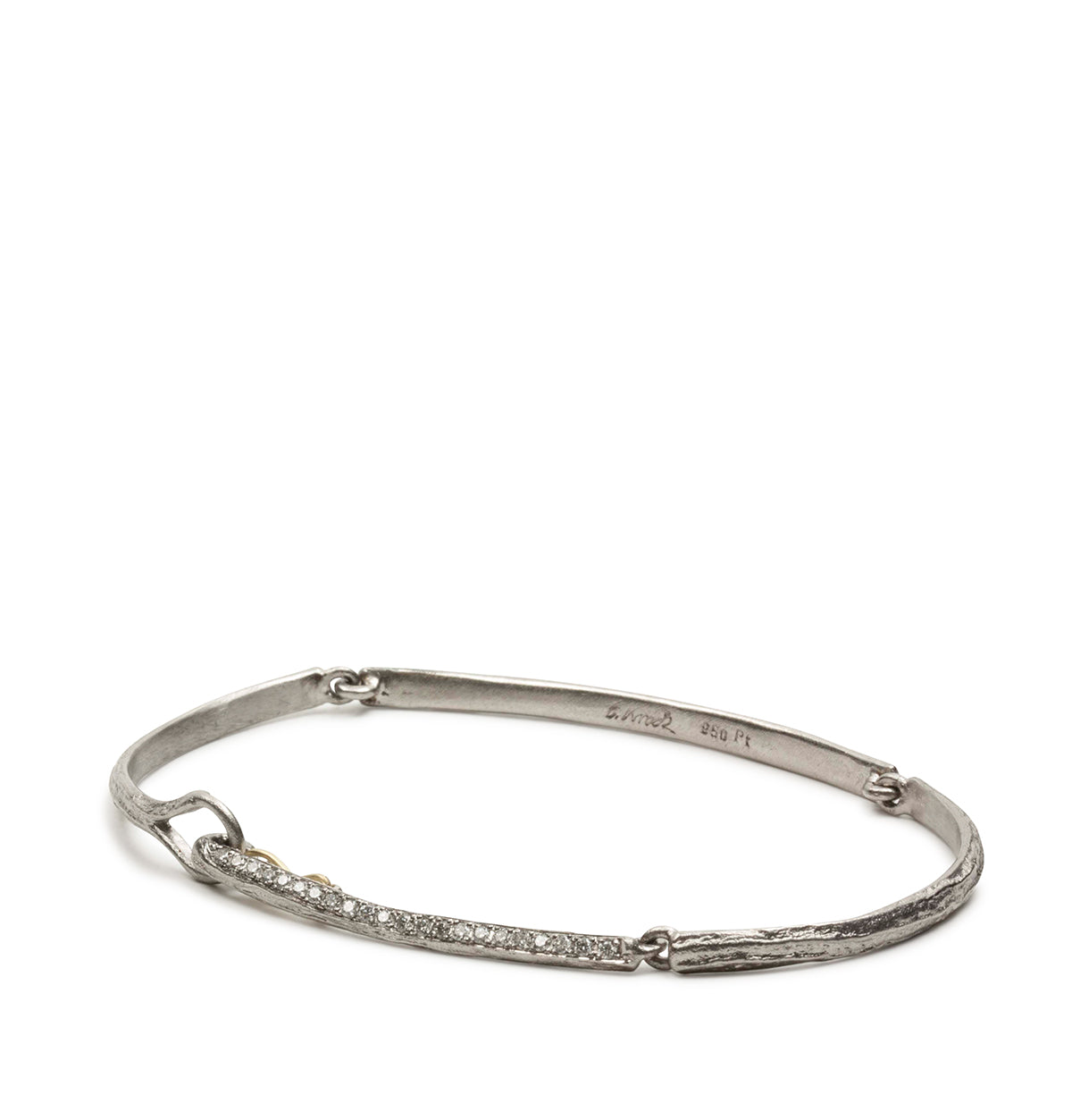 Strukturiertes 950 Platinarmband mit Brillanten