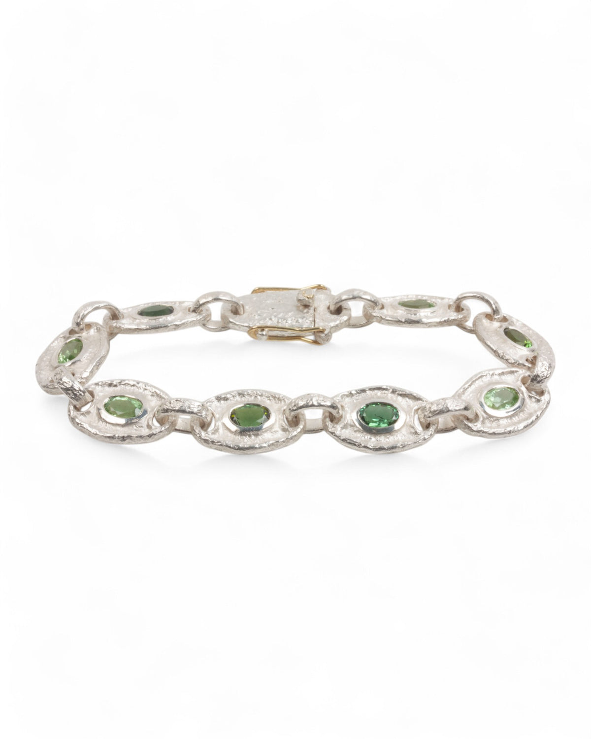 925 Silberarmband mit grünen Turmalinen (5.69 ct) und 750 Gold - Goldschmiede Krack - Trauringe & Unikatschmuck aus Deidesheim