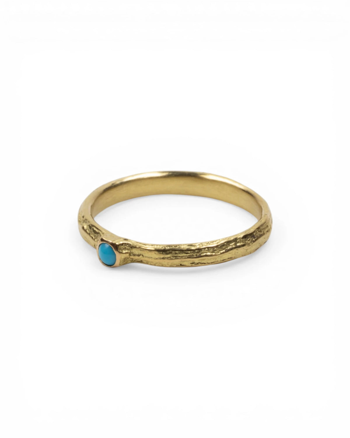Bark 750 Gelbgold Ring mit Türkis (⌀ 2,4 mm)