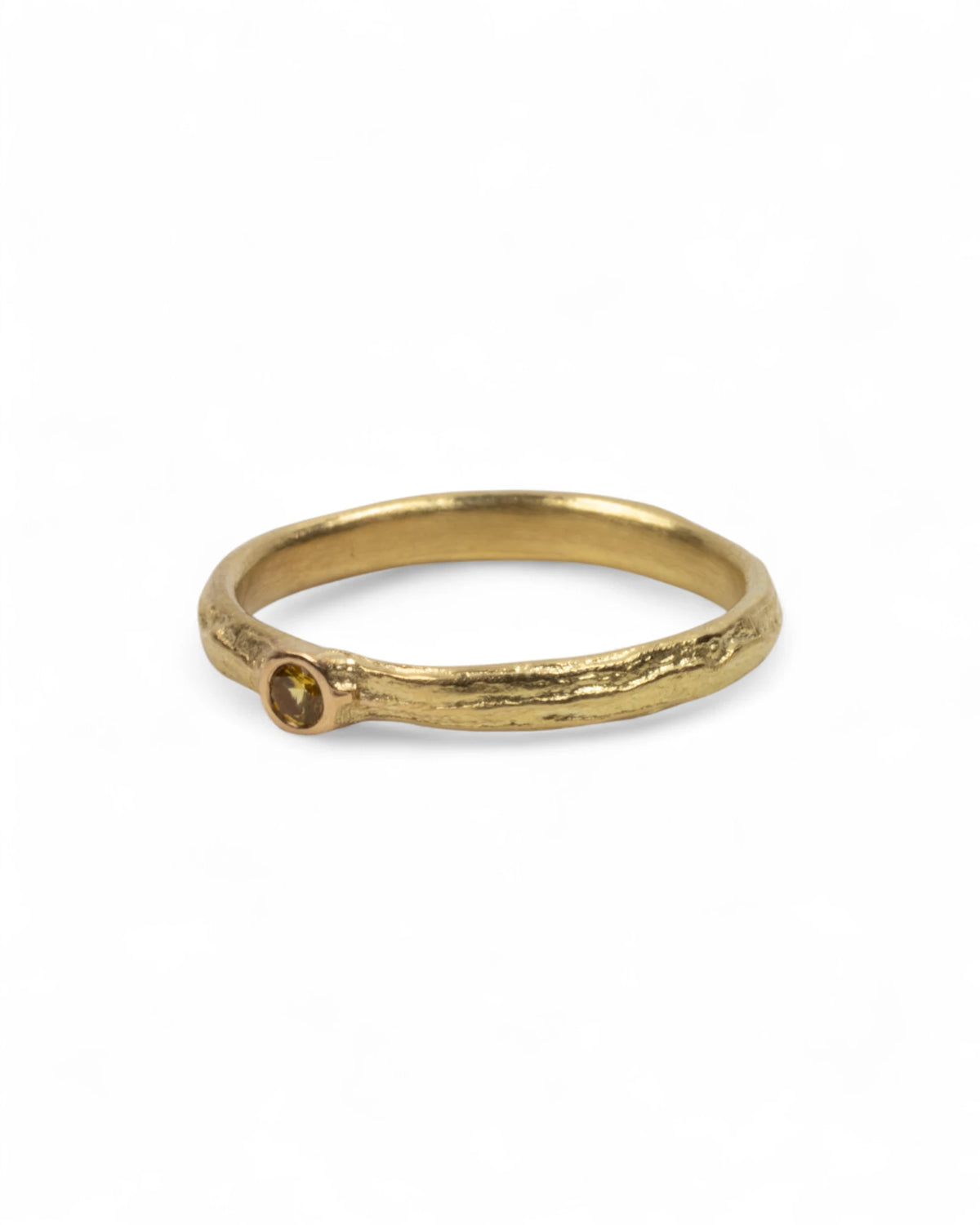Zarter 750 Goldring mit gelben Saphir (0.055 ct)