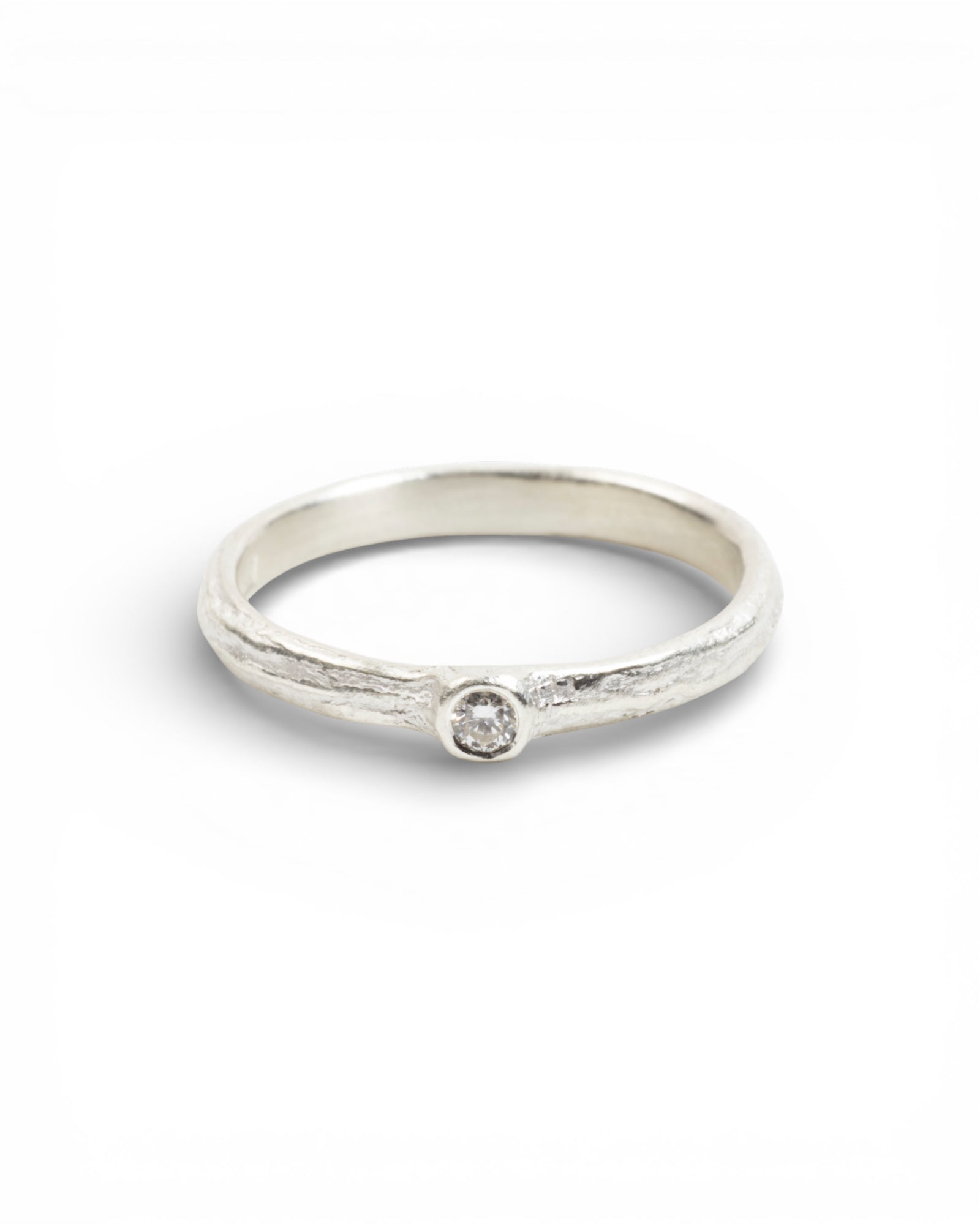 Zarter Bark 925 Silberring mit Brillant (0.05 ct) - Goldschmiede Krack - Trauringe & Unikatschmuck aus Deidesheim