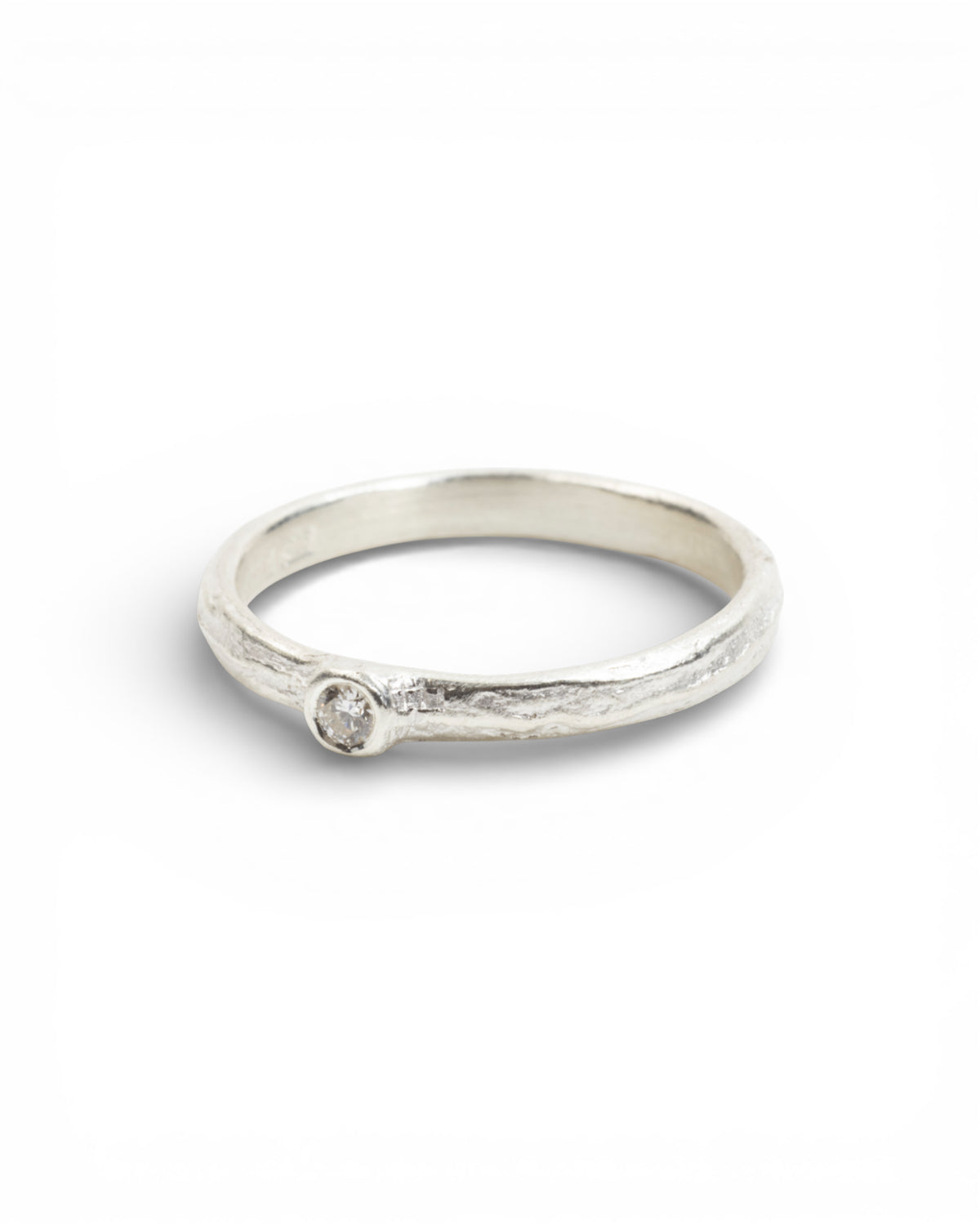 Zarter Bark 925 Silberring mit Brillant (0.05 ct) - Goldschmiede Krack - Trauringe & Unikatschmuck aus Deidesheim