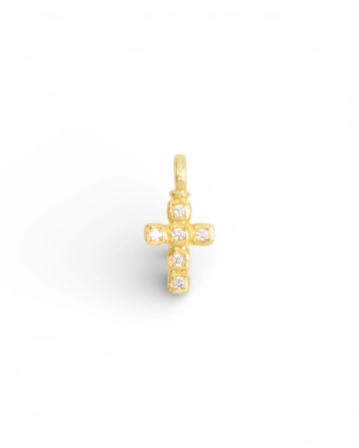 Zierlicher Kreuzanhänger aus 750 Gelbgold mit Brillanten (0,12 ct) - Goldschmiede Krack - Trauringe & Unikatschmuck aus Deidesheim
