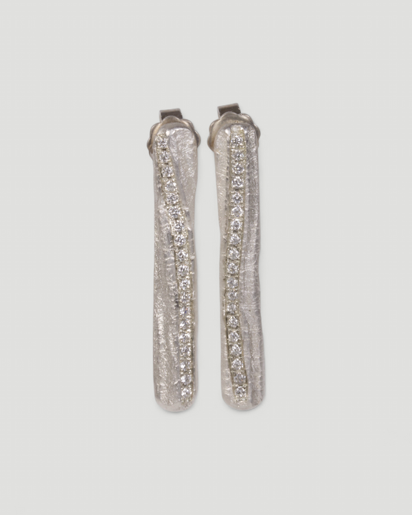 Stab-Ohrstecker 925 Silber mit Tarmac-Struktur und Lab Grown Brillanten