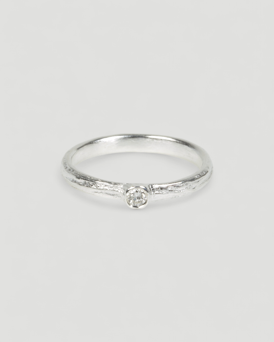 Zarter Bark 925 Silberring mit Brillant LGD (0,06 ct)