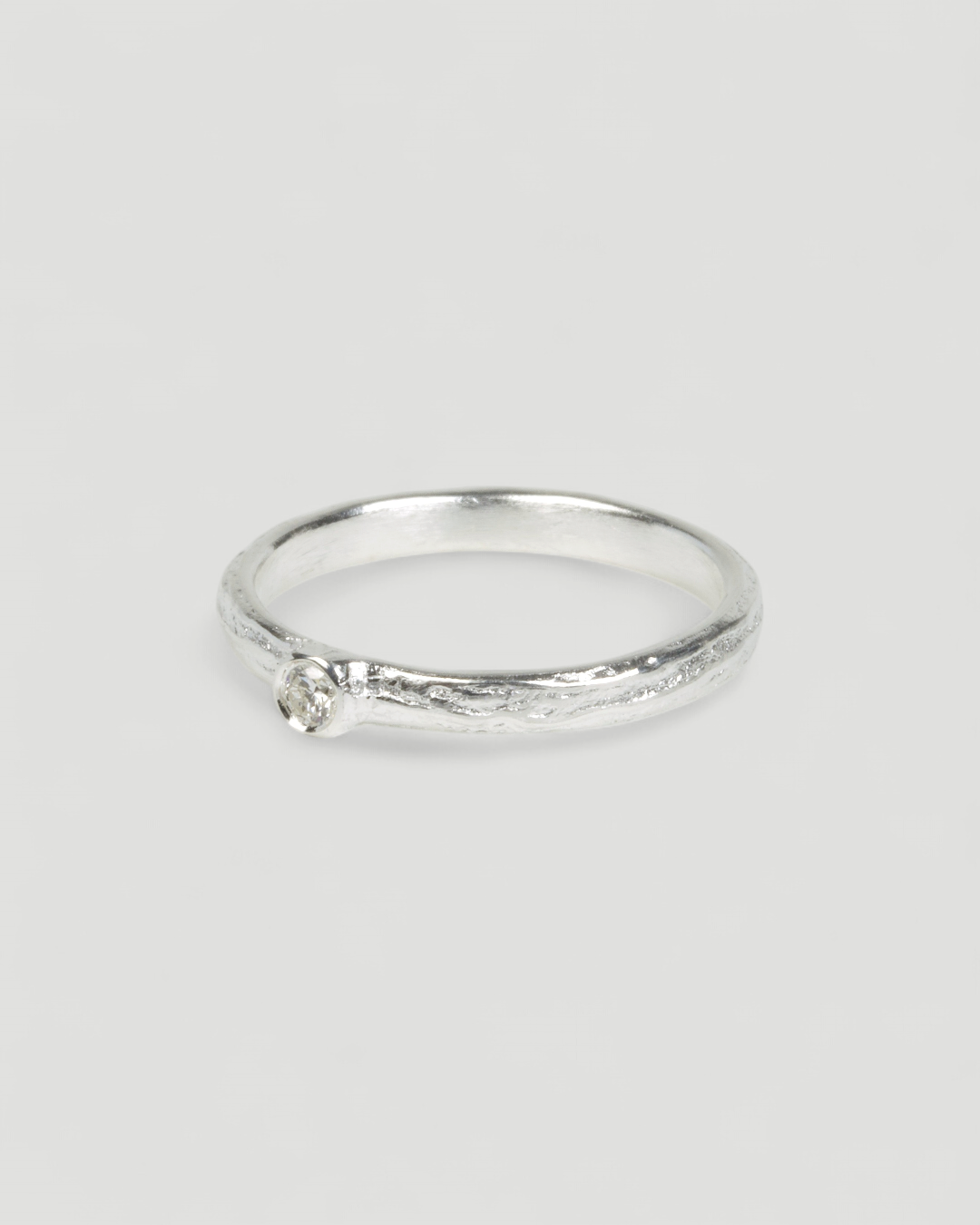 Zarter Bark 925 Silberring mit Brillant LGD (0,06 ct), Ansicht 2